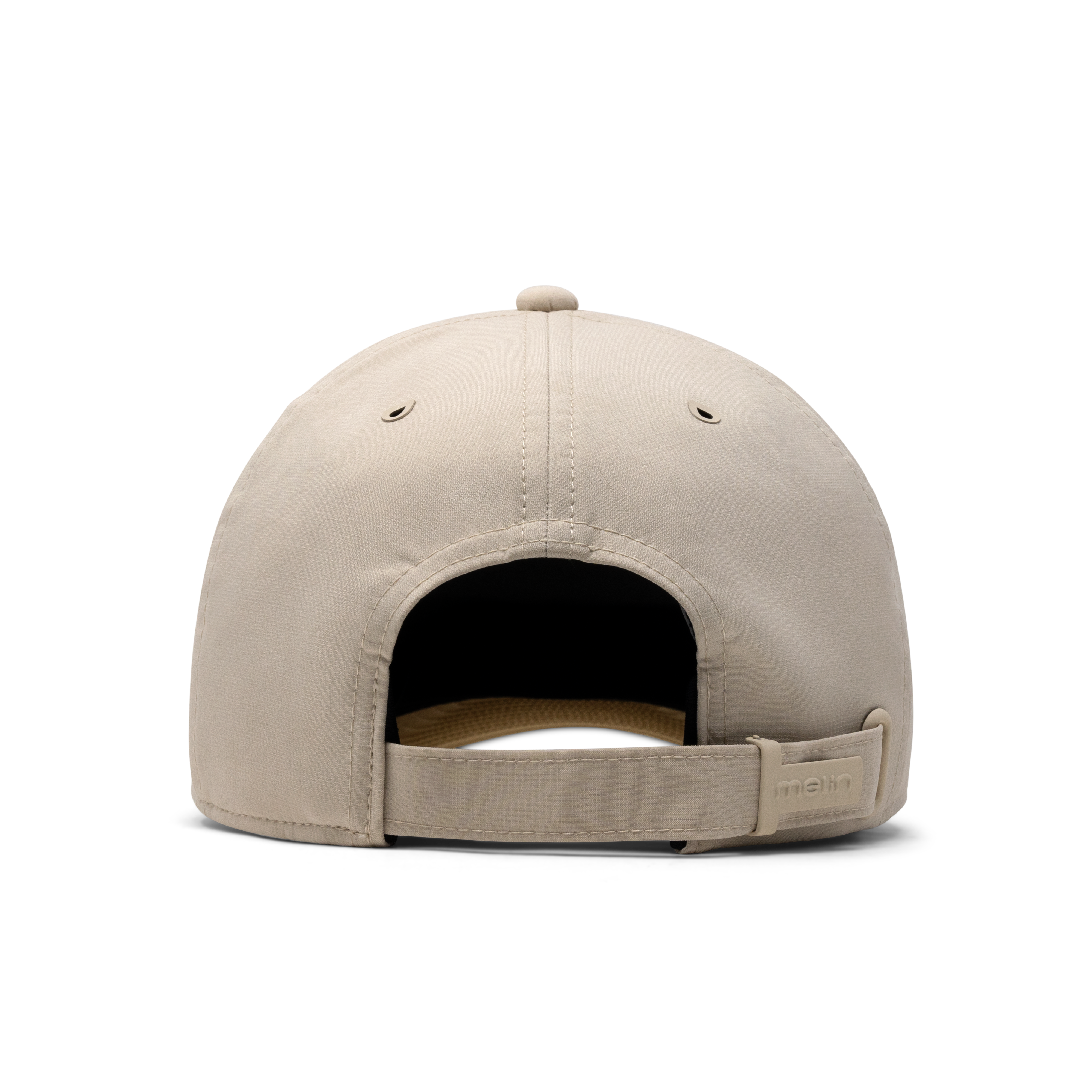 The back view of the melin The Legend Hydro Performance Dad Hat in Sandshell