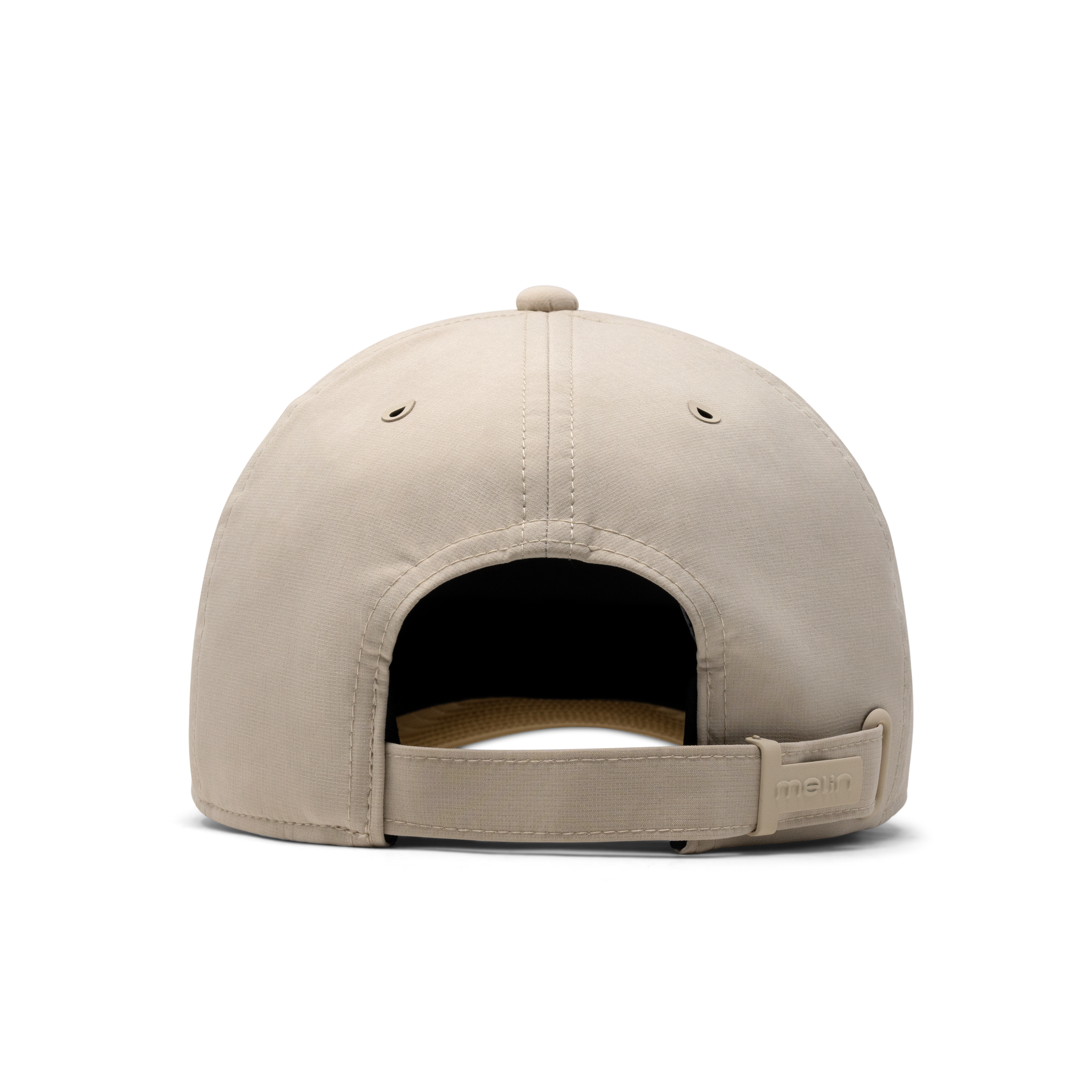 The back view of the melin The Legend Hydro Performance Dad Hat in Sandshell