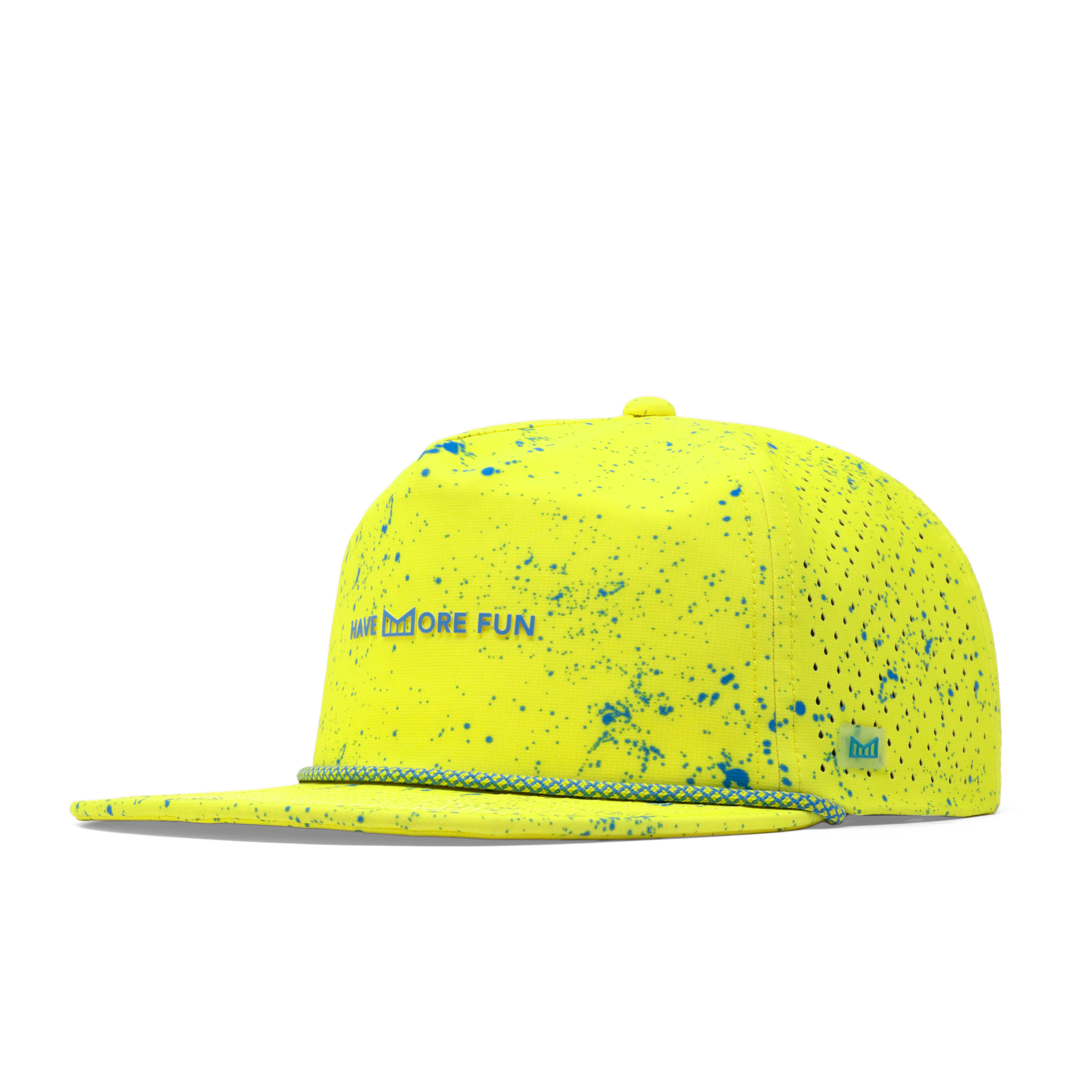 The front, angled view of the melin Coronado Neon Hydro  Split Crushed Fit in Neon Yellow