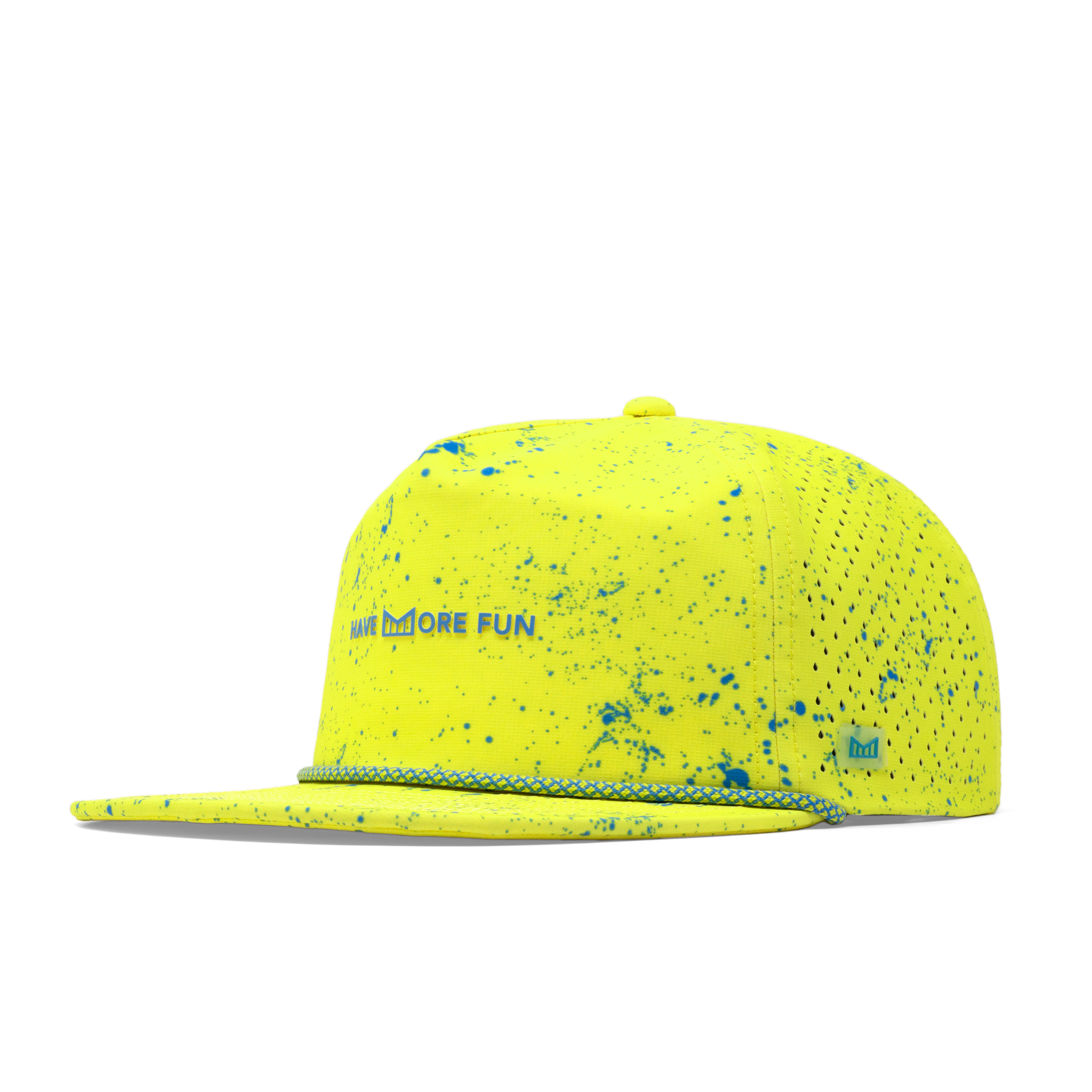 The front, angled view of the melin Coronado Neon Hydro  Split Crushed Fit in Neon Yellow