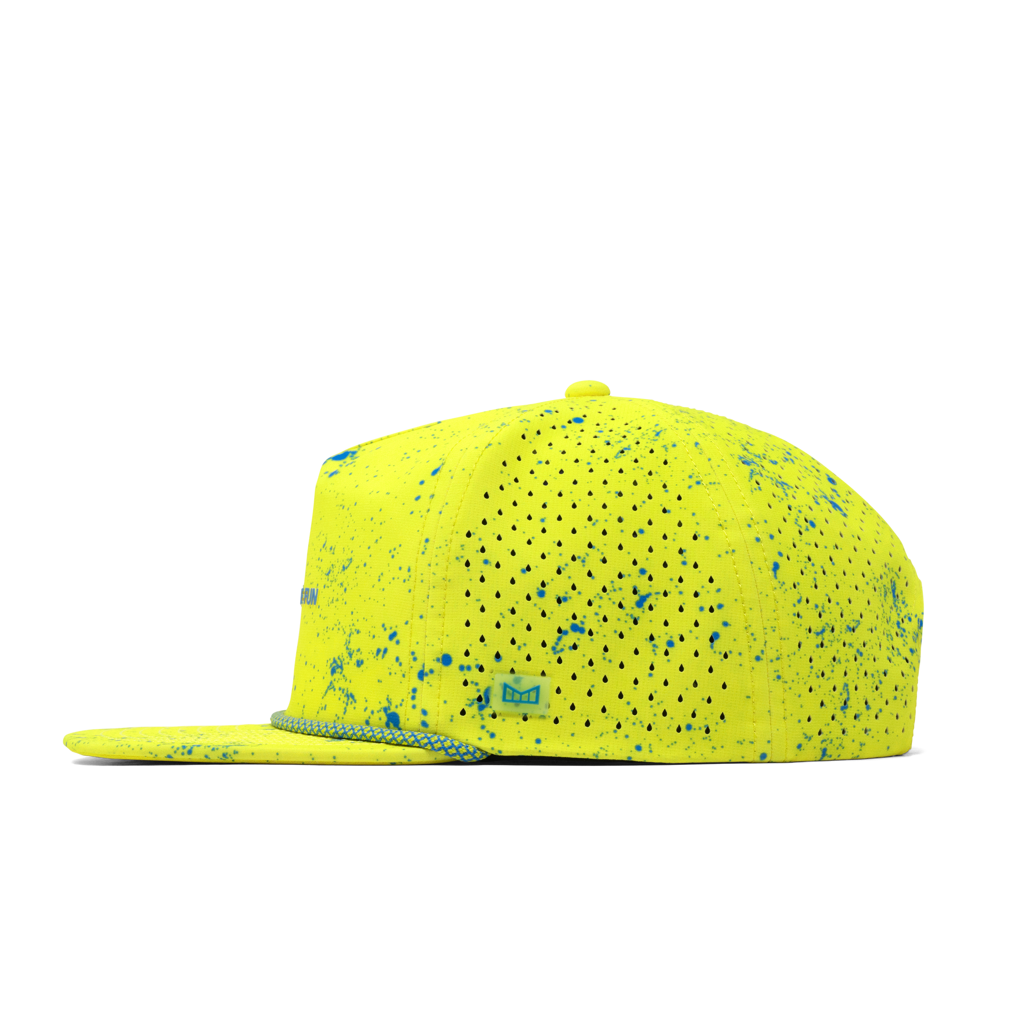 The side view of the melin Coronado Neon Hydro  Split Crushed Fit in Neon Yellow