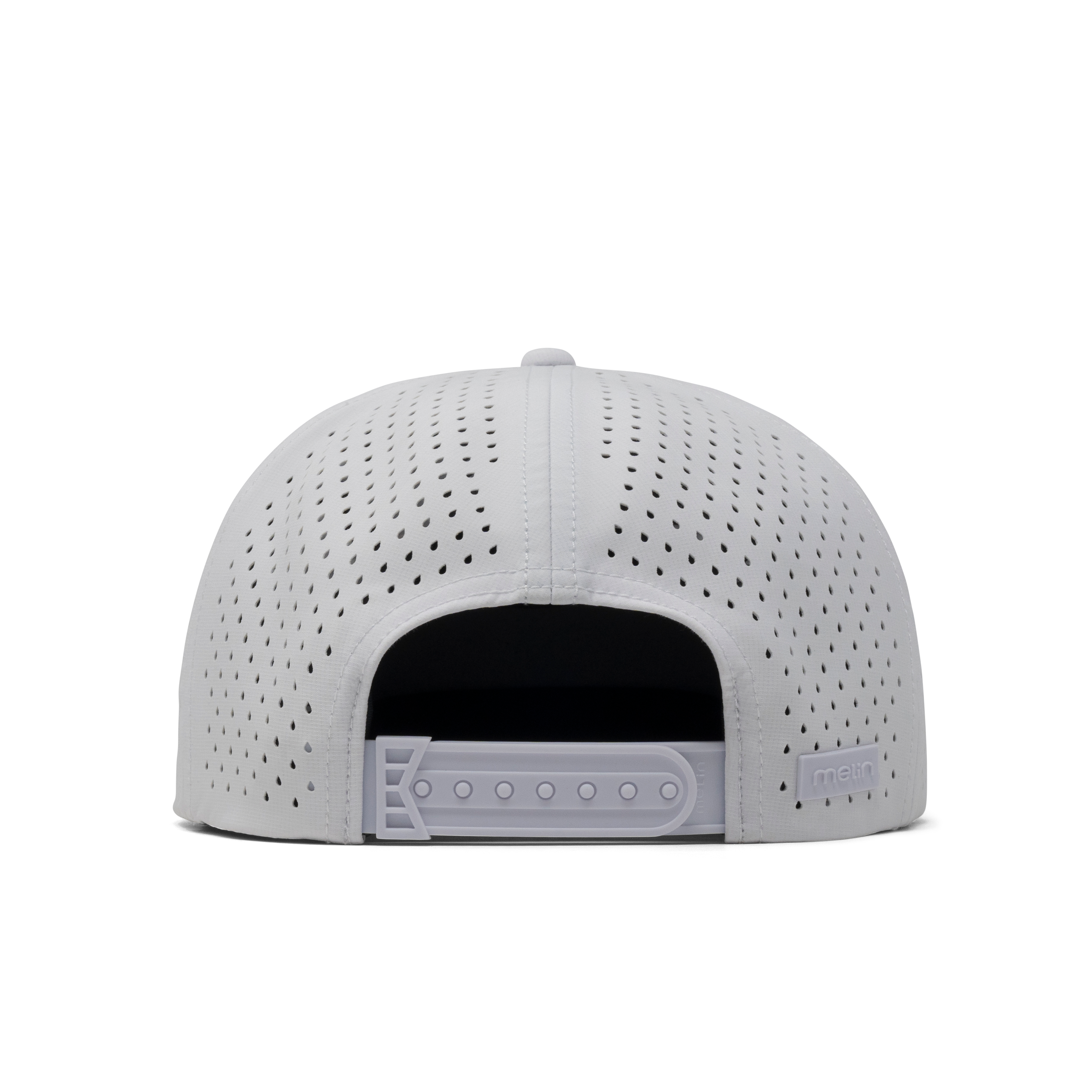 The back view of the melin Coronado Brick Hydro  Split Crushed Fit in  Steel Blue / White