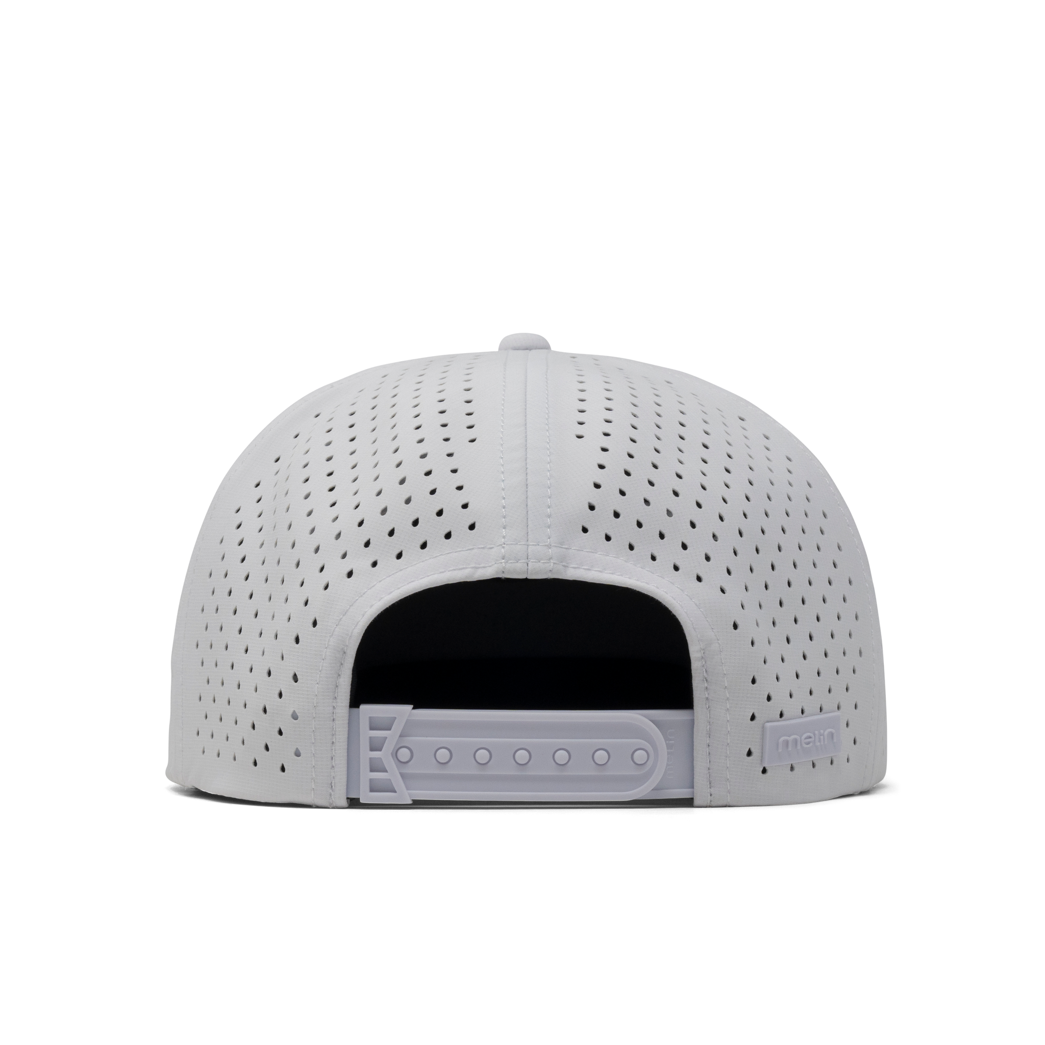 The back view of the melin Coronado Brick Hydro  Split Crushed Fit in  Steel Blue / White